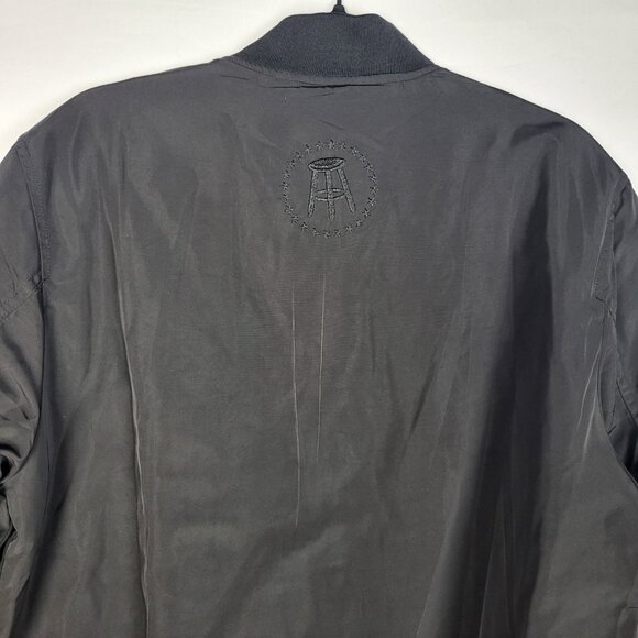Barstool Bomber Jacket Men's Medium Black Lined Full Gold Zipper Motorcycle - Picture 9 of 10
